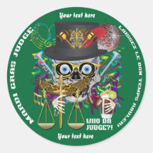 Mardi Gras Judge 30 colours view notes Important Round Stickers