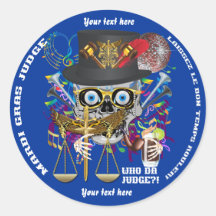 Mardi Gras Judge 30 colours view notes Important Round Sticker