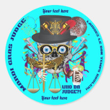 Mardi Gras Judge 30 colours view notes Important Round Stickers