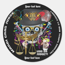Mardi Gras Judge 30 colours view notes Important Round Sticker
