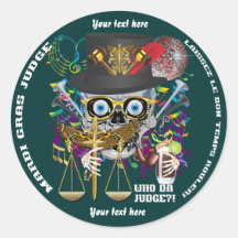 Mardi Gras Judge 30 colours view notes Important Round Sticker