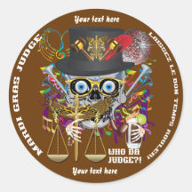 Mardi Gras Judge 30 colours view notes Important Round Sticker
