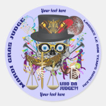 Mardi Gras Judge 30 colours view notes Important Round Stickers