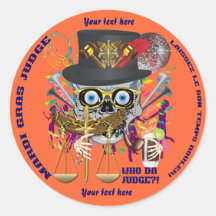 Mardi Gras Judge 30 colours view notes Important Round Sticker