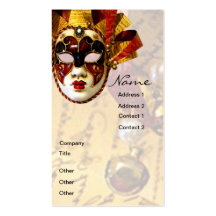 Mardi Gras Mask, Actor & Theatre Business Card Templates