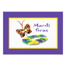 Mardi Gras Mask & Kingcake Party Invitation