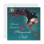 MARDI GRAS MASQUERADE BALL MASK blue pink fuchsia Announcements