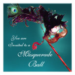 MARDI GRAS MASQUERADE BALL MASK blue pink fuchsia Announcements