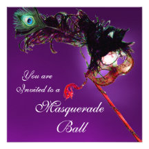 MARDI GRAS MASQUERADE BALL purple yellow white Custom Invitation