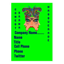Mardi Gras Masquerade Comedy Drama View Hints Plse Business Card Template