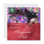 MARDI GRAS MASQUERADE & CONFETTI red silk Custom Invites