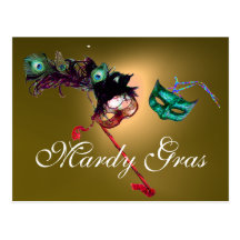 MARDI GRAS MASQUERADE gem yellow Postcards