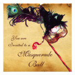 MARDI GRAS MASQUERADE MASKS Classy Parchment Custom Invite