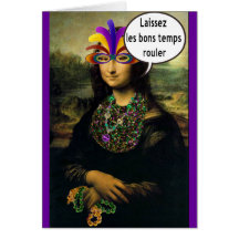 Mardi Gras Mona Lisa Greeting Card