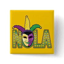 Mardi Gras NOLA Jester Pinback Buttons