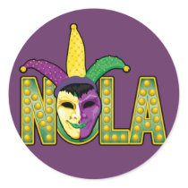 Mardi Gras NOLA Jester Round Stickers