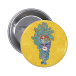 Mardi Gras Peacock Mask Button