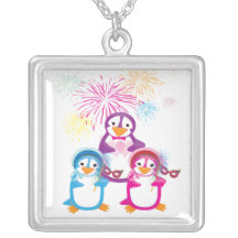 Mardi Gras Penguins Necklace