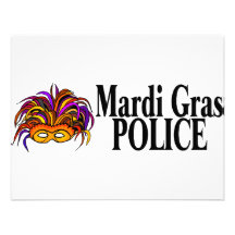 Mardi Gras Police Mask Custom Invitations
