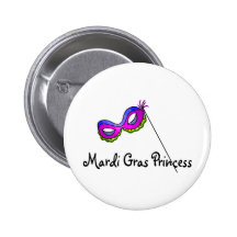 Mardi Gras Princess Mask Pinback Buttons