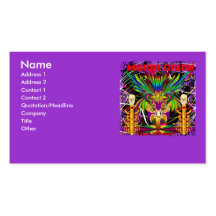 Mardi Gras Witch Doctor-Skull V-3-T Business Card Template