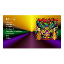 Mardi Gras Witch Doctor-Skull V-3-T Business Card Templates