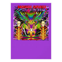 Mardi Gras Witch Doctor-Skull V-3-T Invitation