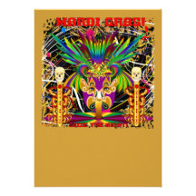 Mardi Gras Witch Doctor-Skull V-3-T Personalized Announcement