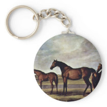Mares And Foals Anxious Before An Impending Storm Key Chain