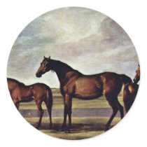 Mares And Foals Anxious Before An Impending Storm Stickers