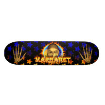 Margaret skull real fire and flames skateboard des