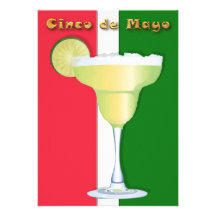 Margarita on Mexican Colours Cinco de Mayo Custom Announcement