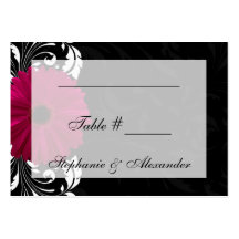 Marguerite fuchsia de Gerbera de rouleau avec noir Carte De Visite
