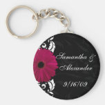 Marguerite fuchsia de Gerbera de rouleau avec noir Porte-clefs