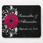 Marguerite fuchsia de Gerbera de rouleau avec noir Tapis De Souris