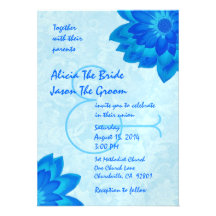 Marguerites bleues épousant le modèle V1 Invitations Personnalisées