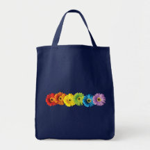 Marguerites d'arc-en-ciel sac en toile