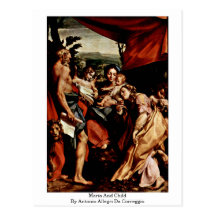 Maria And Child By Antonio Allegri Da Correggio Postcards