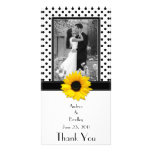 Mariage blanc noir de tournesol de point de polka cartes de vœux avec photo