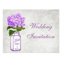 Mariage chic minable de pot de maçon et d'hortensi faire-part personnalisé