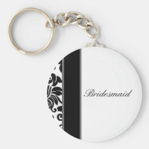 Mariage damassé blanc et gris noir rayé réglé porte-clefs