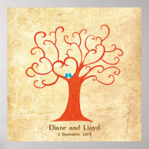 Mariage d'arbre d'empreinte digitale (Heartastic)  Affiche