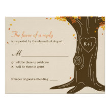 Mariage de automne RSVP de chêne/carte de réponse Carton D'invitation