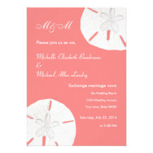 Mariage de corail de mariage du dollar de sable invitations