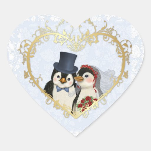 Mariage de pingouin autocollants