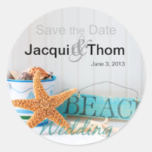 Mariage de plage d'étoiles de mer autocollants