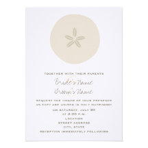 Mariage de plage - dollar de sable cartons d'invitation