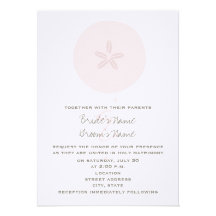 Mariage de plage - dollar de sable rose invitation personnalisable
