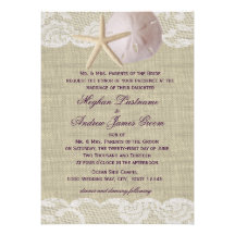 Mariage de plage du dollar de dentelle et de sable carton d'invitation