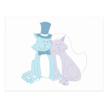 Mariage de thème de chat carte postale